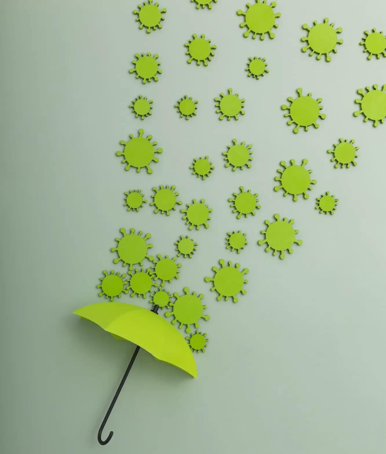 Image d'un parapluie symbolisant le système immunitaire qui sert de protection contre les virus